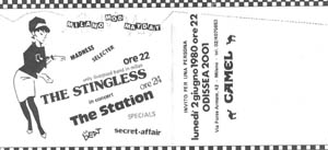 Biglietto della serata degli Stingless alla Odissea 2001 di Milano